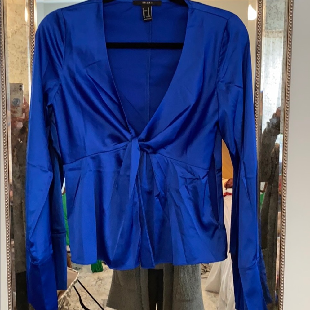 Rich blue long sleeve blouse
